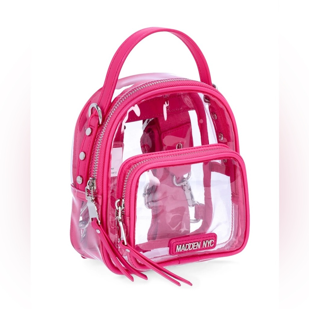 Madden NYC Clear Mini Convertible Backpack Fuchsia NWT - Picture 3 of 10